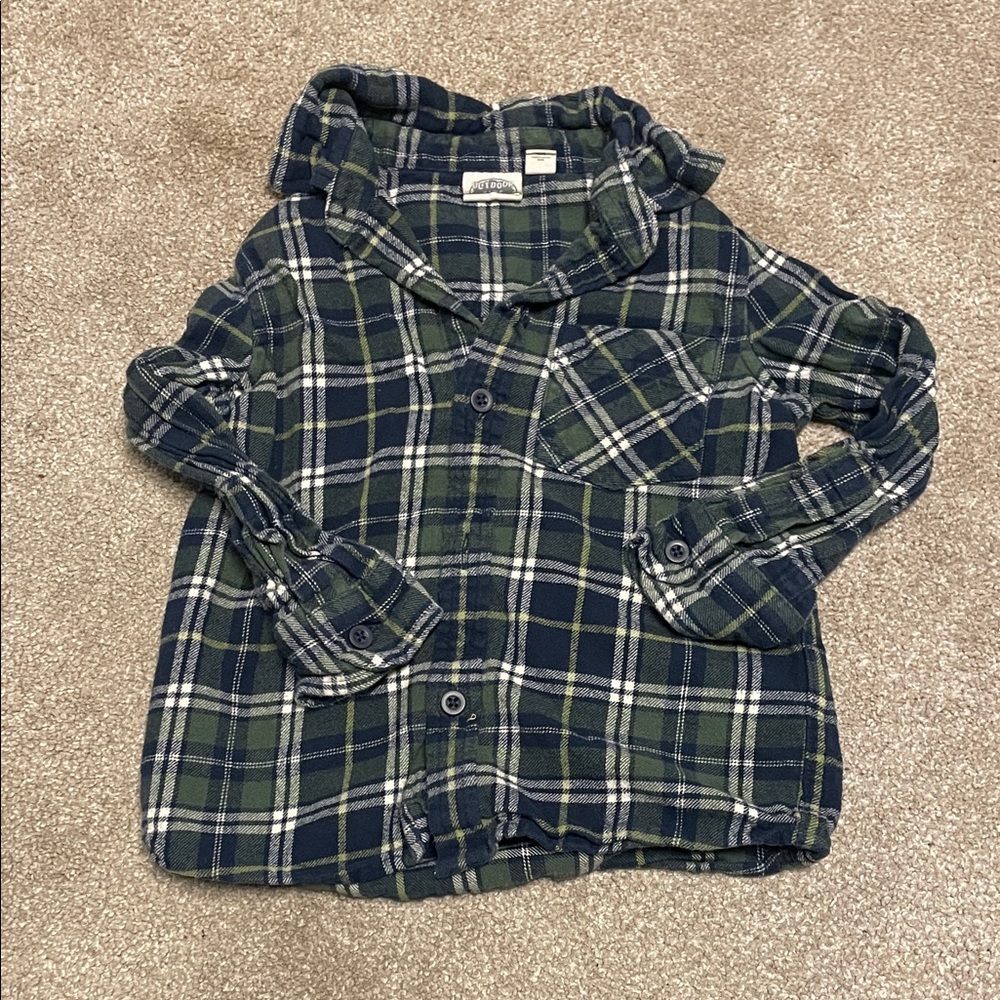 Toddler Plaid Shirt in Navy and Forest Green